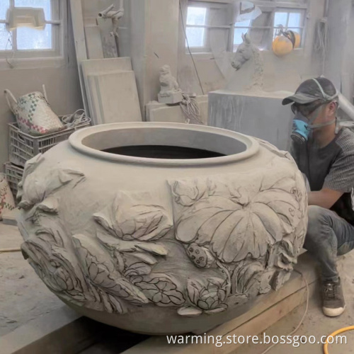 Customized stone fish tank flowerpot
